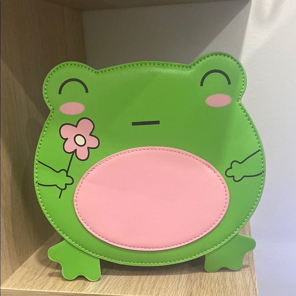 Green Frog-Shaped Bag with Pink Accents